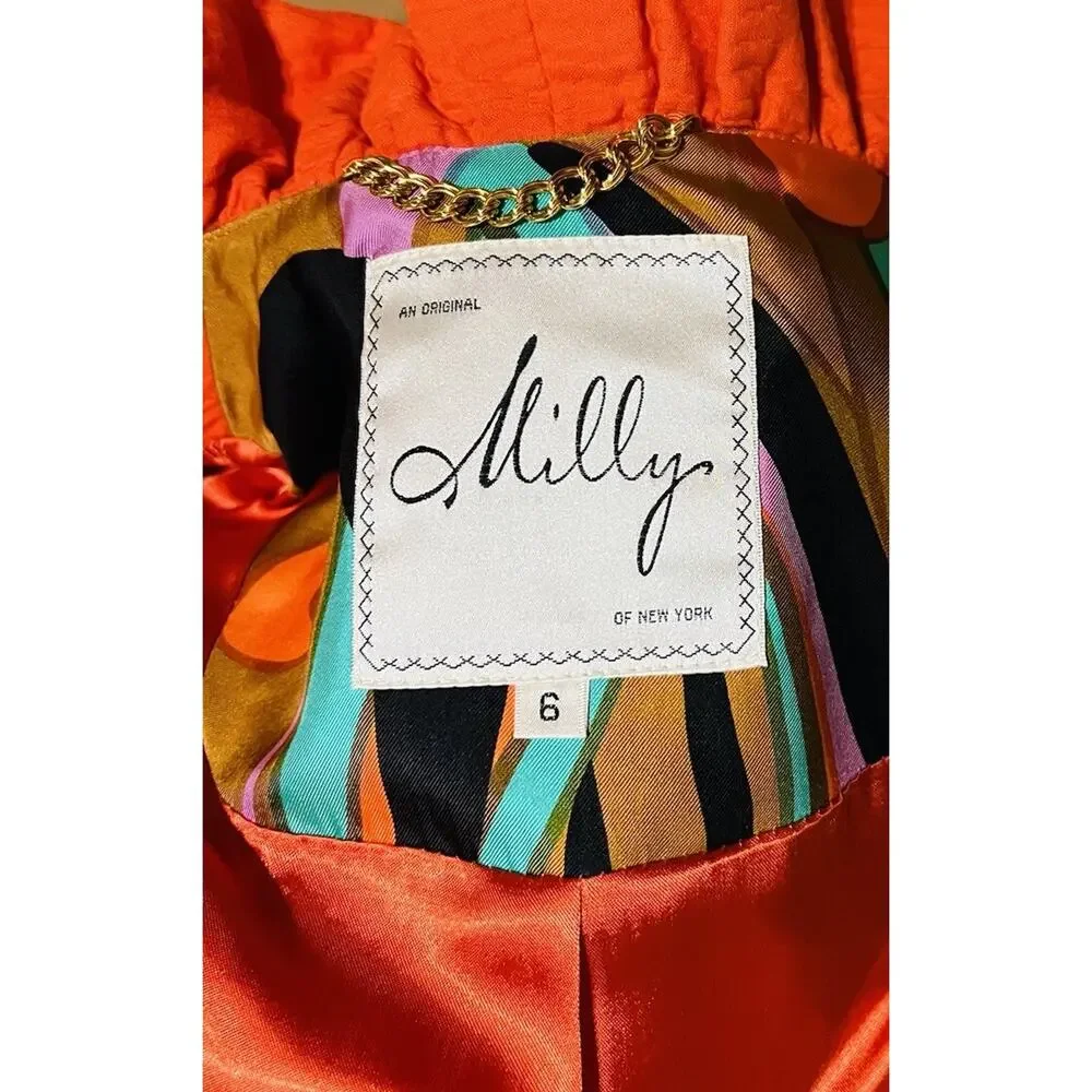 Milly of New York Women's Size 6 Orange Jacket Blazer - Picture 10 of 10